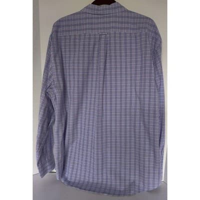 Mens Izod Checker Long Sleeve Collar Purple Shirt Sz, XL/16 - Thumbnail 2