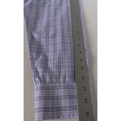 Mens Izod Checker Long Sleeve Collar Purple Shirt Sz, XL/16 - Thumbnail 6