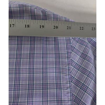 Mens Izod Checker Long Sleeve Collar Purple Shirt Sz, XL/16 - Thumbnail 4