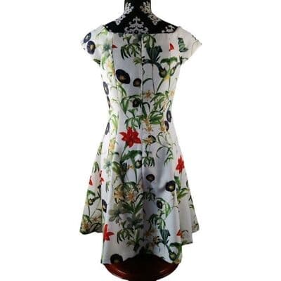 Forever21 Floral Cap Sleeve Fit & Flare Dress White Green Womens Size Small - Thumbnail 3