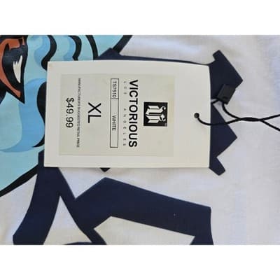 Victorious King Tiger Wave Graphic T Shirt XL White Mens Cotton - Thumbnail 4