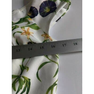 Forever21 Floral Cap Sleeve Fit & Flare Dress White Green Womens Size Small - Thumbnail 7
