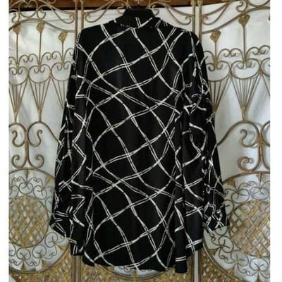 Simply Be Womens Plus Size Long Sleeve Blouse Top Black White Size 20 - Thumbnail 2