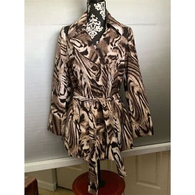 Susan Graver Women's Animal Print Trench Coat Jacket Size S Multicolor - Thumbnail 12