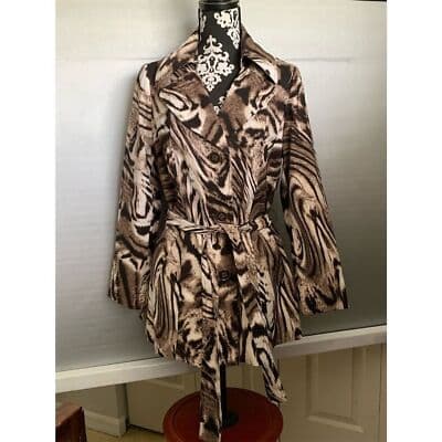 Susan Graver Women's Animal Print Trench Coat Jacket Size S Multicolor - Image 1