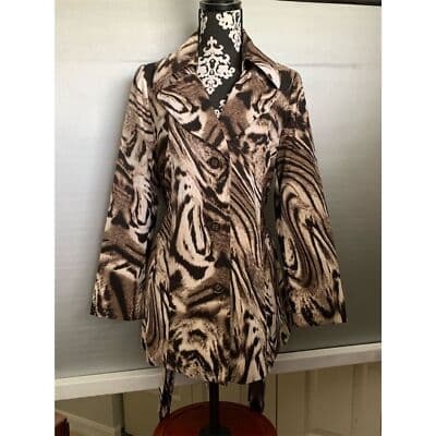 Susan Graver Women's Animal Print Trench Coat Jacket Size S Multicolor - Thumbnail 10