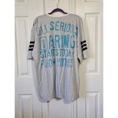 Black Label Men's 4XL Striped Graphic T-Shirt Tattoo Fists "All Serious Daring" - Thumbnail 3