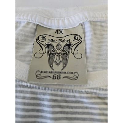 Black Label Men's 4XL Striped Graphic T-Shirt Tattoo Fists "All Serious Daring" - Thumbnail 4