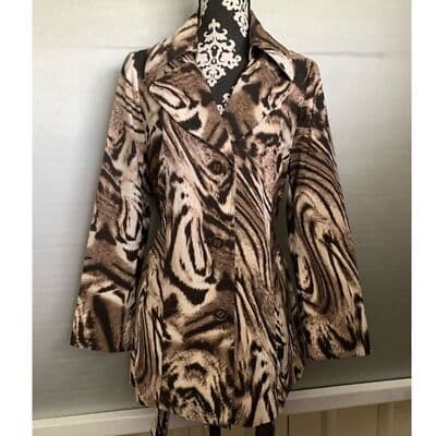 Susan Graver Women's Animal Print Trench Coat Jacket Size S Multicolor - Thumbnail 3