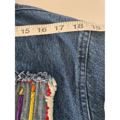 Patchington Womens Denim Jacket L Christmas Trees Stockings Embroidered Holiday - Thumbnail 7