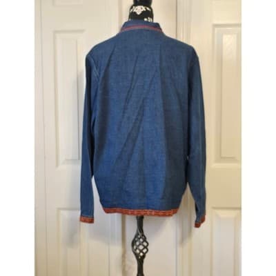 Patchington Womens Denim Jacket L Christmas Trees Stockings Embroidered Holiday - Thumbnail 3