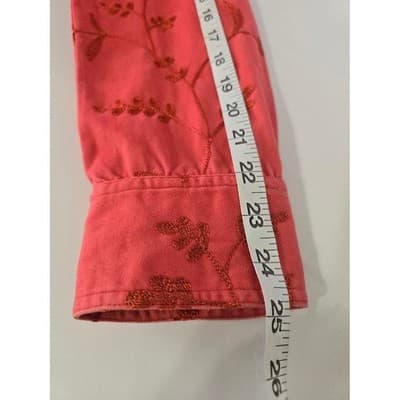Jones New York Sport Coral Embroidered Floral Button Front Jacket Womens Medium - Thumbnail 9
