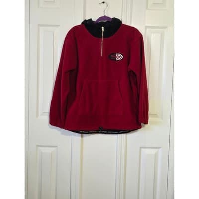 Tommy Hilfiger Fleece Pullover Hoodie Red Black Size L/G Men's - Image 1