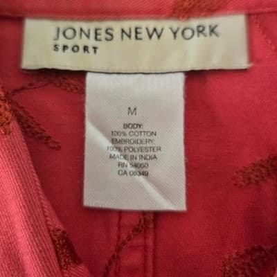 Jones New York Sport Coral Embroidered Floral Button Front Jacket Womens Medium - Thumbnail 6