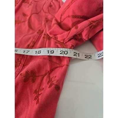 Jones New York Sport Coral Embroidered Floral Button Front Jacket Womens Medium - Thumbnail 8