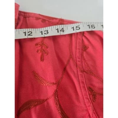 Jones New York Sport Coral Embroidered Floral Button Front Jacket Womens Medium - Thumbnail 7