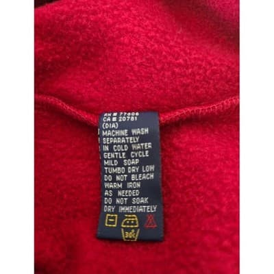 Tommy Hilfiger Fleece Pullover Hoodie Red Black Size L/G Men's - Thumbnail 6