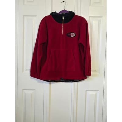 Tommy Hilfiger Fleece Pullover Hoodie Red Black Size L/G Men's - Thumbnail 2