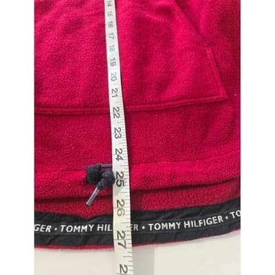 Tommy Hilfiger Fleece Pullover Hoodie Red Black Size L/G Men's - Thumbnail 10