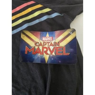 Captain Marvel Rainbow Stripe Tie Front T Shirt Top Women's 2XL Marvel Comics - Thumbnail 4
