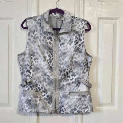 Zenergy by Chico's Women's Sleeveless Zip Vest Abstract Print Pockets Size 2 - Thumbnail 3