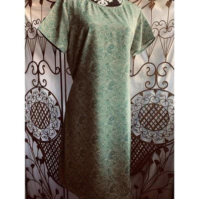 Hillard & Hanson Womens Shift Dress Short Sleeve Tie Scoop Neck Green Size 16 - Image 1