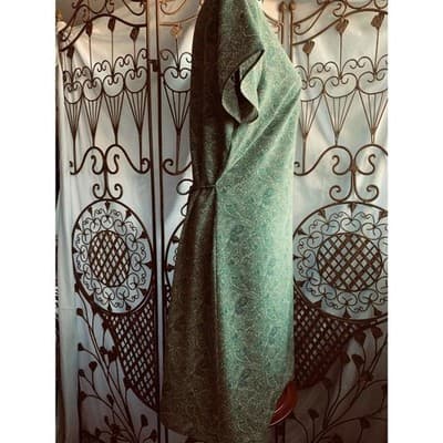 Hillard & Hanson Womens Shift Dress Short Sleeve Tie Scoop Neck Green Size 16 - Thumbnail 4