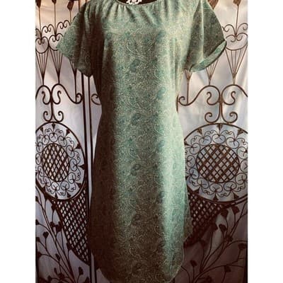 Hillard & Hanson Womens Shift Dress Short Sleeve Tie Scoop Neck Green Size 16 - Thumbnail 5