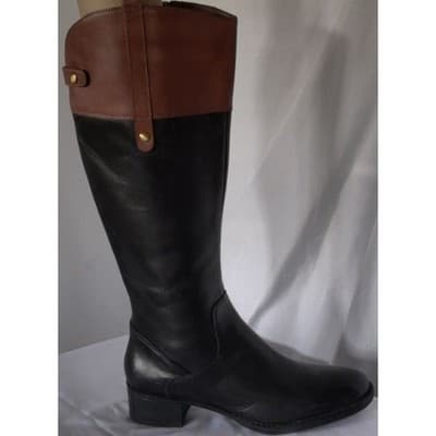FRANCO SARTO, Ladies Black/Brown Leather "Corbeit2" Riding Boots, Size 9M - Thumbnail 4