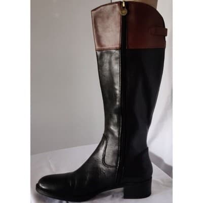 FRANCO SARTO, Ladies Black/Brown Leather "Corbeit2" Riding Boots, Size 9M - Image 1