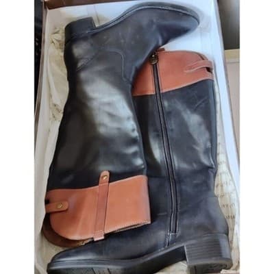 FRANCO SARTO, Ladies Black/Brown Leather "Corbeit2" Riding Boots, Size 9M - Thumbnail 7