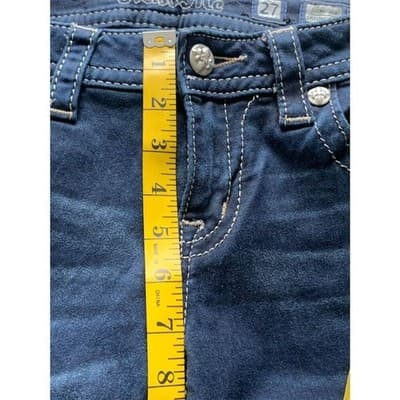 Miss Me Women's Skinny Crop Jeans Size 27 Blue Low-Rise Embroidered - Thumbnail 6