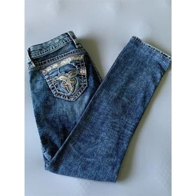 Rock Revival Luiza Women's Straight Jeans Blue Medium Wash Size 27 - Thumbnail 13