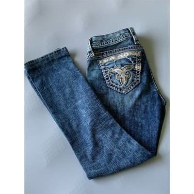 Rock Revival Luiza Women's Straight Jeans Blue Medium Wash Size 27 - Thumbnail 14