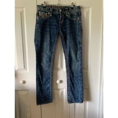 Rock Revival Luiza Women's Straight Jeans Blue Medium Wash Size 27 - Thumbnail 2