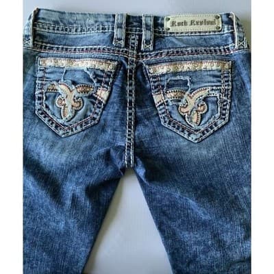 Rock Revival Luiza Women's Straight Jeans Blue Medium Wash Size 27 - Thumbnail 12