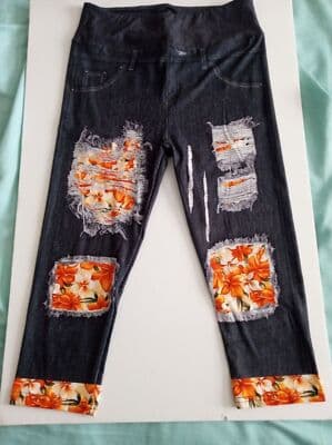 Reg One Size Size Black Orange Blossom Capri W/Butt Pockets - Thumbnail 2