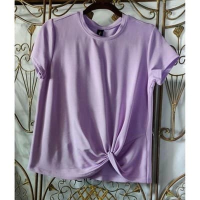 Women Skechers Short Sleeve Knot Top Size S Lilac Purple - Thumbnail 2