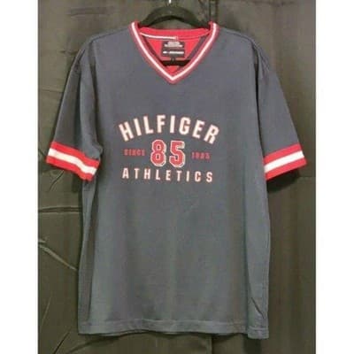 Tommy Hilfiger Athletics Mens Spell Out T-shirt V-Neck Short Sleeve Size Large - Thumbnail 2