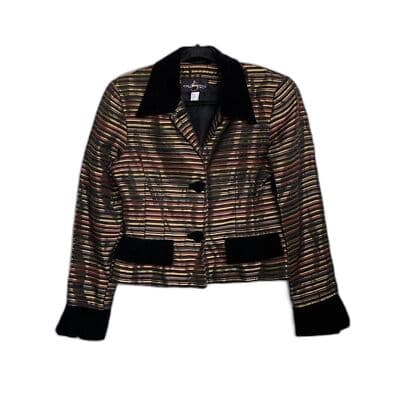 JS Collections Petite Women's Striped Blazer Size 10 Multicolor Vintage - Image 1