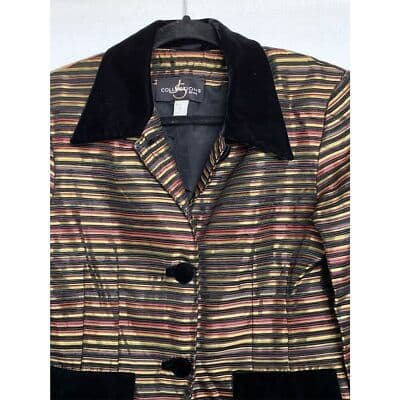 JS Collections Petite Women's Striped Blazer Size 10 Multicolor Vintage - Thumbnail 4