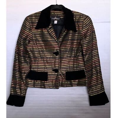 JS Collections Petite Women's Striped Blazer Size 10 Multicolor Vintage - Thumbnail 2