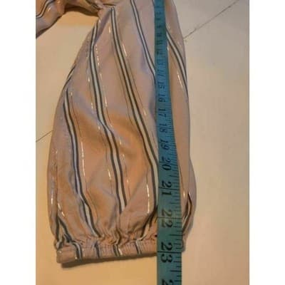 Liz Claiborne Womens Tunic Top Pink Striped Long Sleeve V Neck High Low S - Thumbnail 8