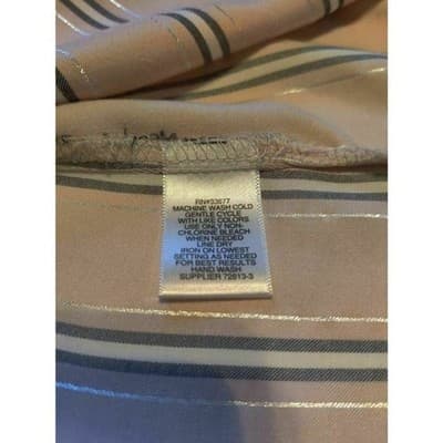 Liz Claiborne Womens Tunic Top Pink Striped Long Sleeve V Neck High Low S - Thumbnail 4