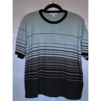 Dressbarn Crew Neck Short Sleeve Striped Acrylic/Cotton Shirt 18/20 - Image 1