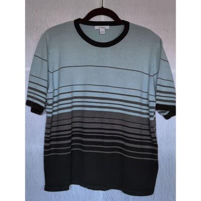 Dressbarn Crew Neck Short Sleeve Striped Acrylic/Cotton Shirt 18/20 - Thumbnail 10