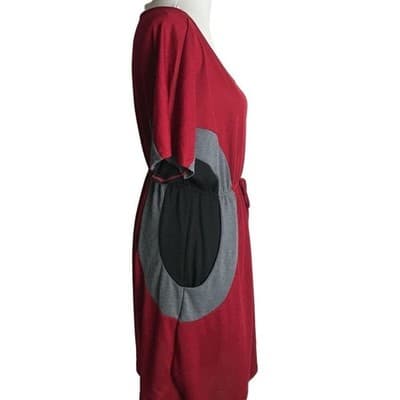 2X Womens Love Delirious Los Angeles Colorblock Red, Black And Gray Dress - Thumbnail 3