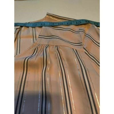 Liz Claiborne Womens Tunic Top Pink Striped Long Sleeve V Neck High Low S - Thumbnail 6