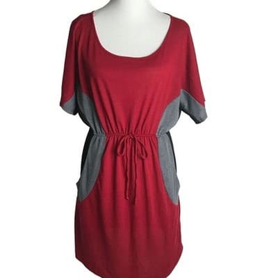 2X Womens Love Delirious Los Angeles Colorblock Red, Black And Gray Dress - Thumbnail 9
