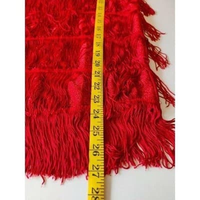 Vintage Womens Red Embellished Gold Sequin Layered Fringe Tank Top - Thumbnail 7